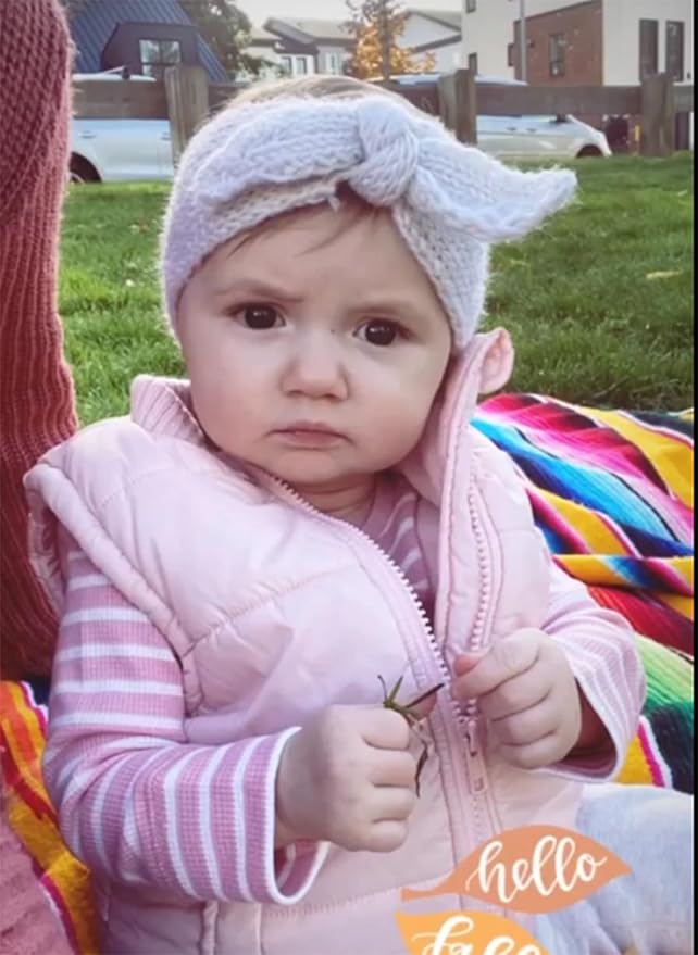 IZUS Turban Headband Baby Girl - Warm Rabbit Knot Hair Band, Knit Head Wrap for Newborn, Toddler and Children (One Size (Fit for 2 months to 7 Years), Camel + Beige)