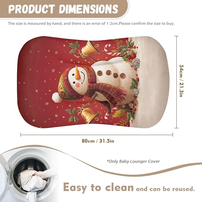 Snowman Print Baby Lounger Cover Breathable Baby Nest Cover for Newborn 0-24 Months Soft Portable Infant Nest Protector, Christmas