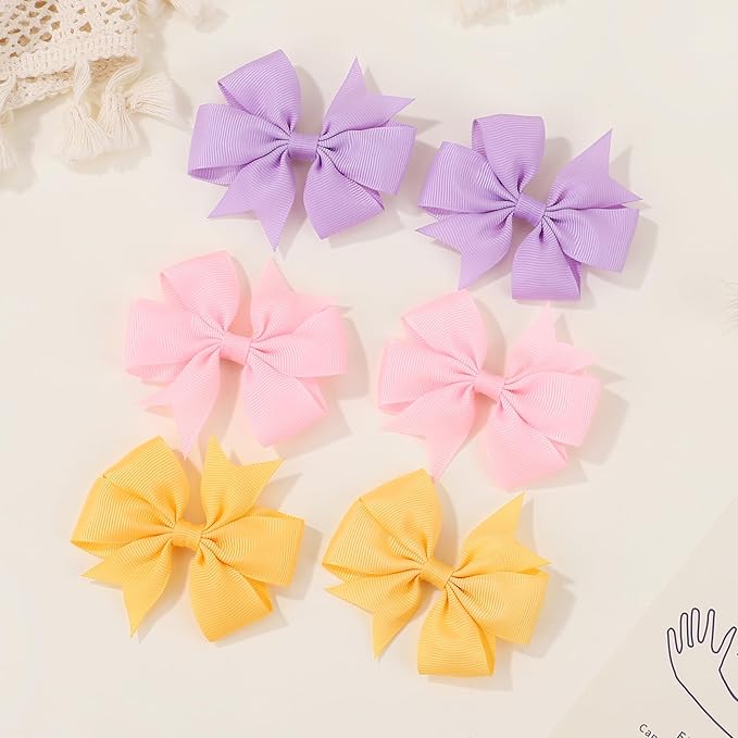 Choicbaby Hair Bows for Girls, 40pcs 3" Grosgrain Ribbon Pinwheel Hair Bows for Toddler Baby Girls Hair Accessories