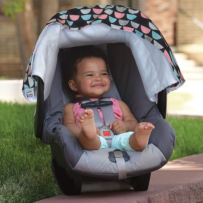 Travel Bug Full Coverage Car Seat Cover - Baby Canopy Cover - UPF 50+