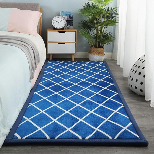 Play Crawling mat for Nursery Baby, Extra Soft Activity Floor Mat for Kids Playroom Bedroom- Blue checkered-100 * 120cm