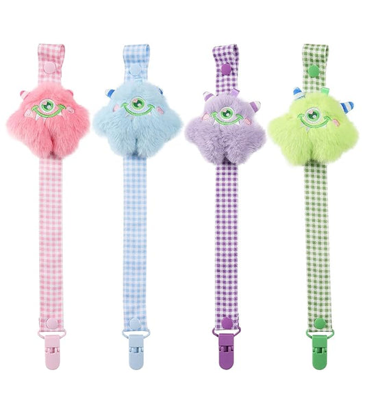 CutiePlusU Adult Pacifier Clip Adult Size Pacifier Holder Clip 4 Pack- Little Monster