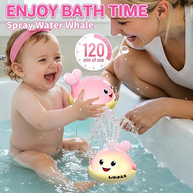 Rechargeable Glowing Whale, Water Sprinkler Bath Toy, Multi-Color Changing Lights & Sprayer for Toddlers 1-3, Outdoor Pool Bathtub Toys Baby Kids, Birthday Gift Boys Girls Age 1 2 3 Year Old