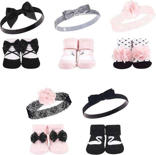 Hudson Baby Girl's Headband and Socks Giftset