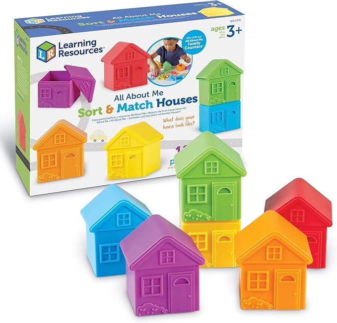 Learning Resources All About Me Sorting Houses - 12 Pieces, Ages 3+ Fine Motor & Sorting Skills, Montessori Toys, Special Education Actives, Imaginative Play