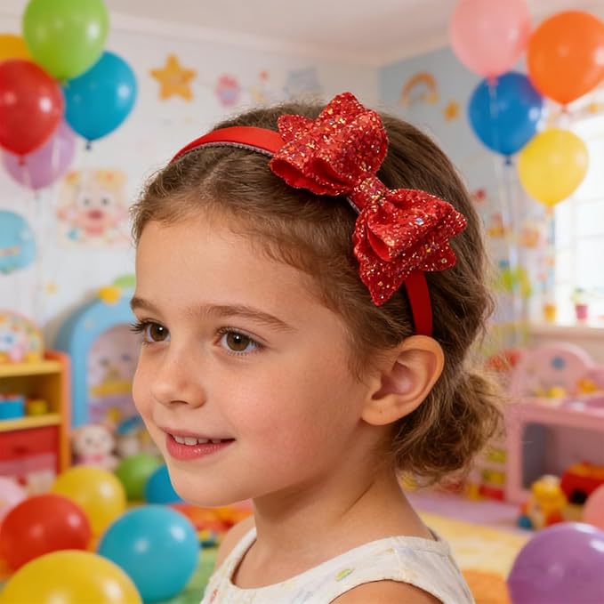 8Pcs Glitter Bows Headbands for Girls Children Sequin Hair Bows Hairbands School Girls Toddler Headband Hair Accessoires
