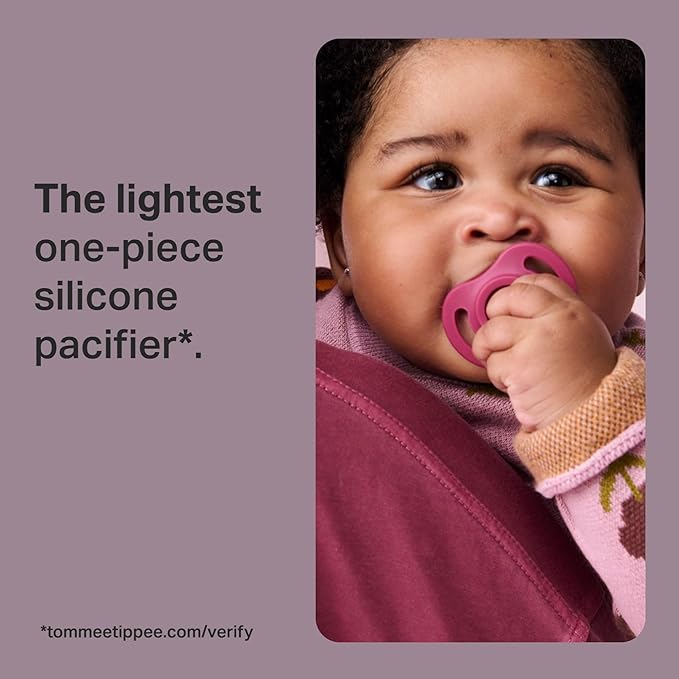Tommee Tippee Ultra-Light StayPut Pacifier, One-Piece Silicone Design, 18-36m, 4 Pack