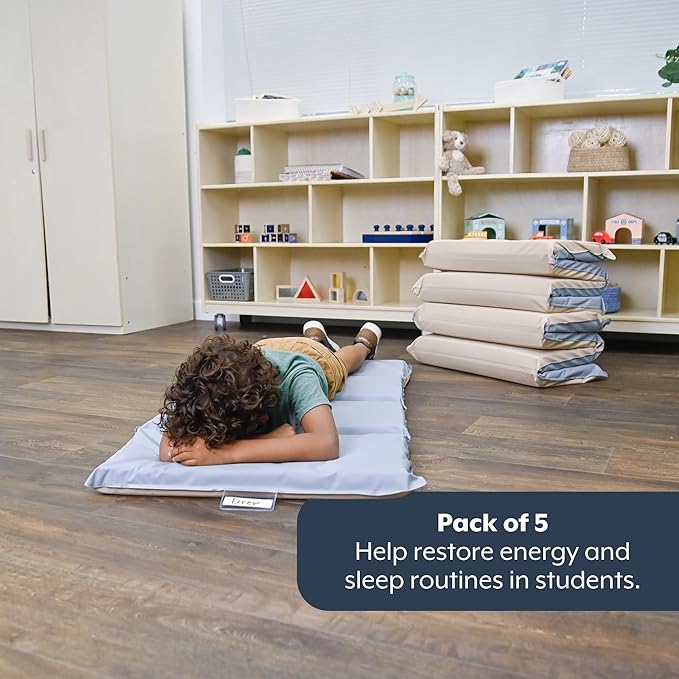 Children's Factory Nap Mats, 2 inch Thick Toddler Sleeping Mats for Preschools and Daycares, Comfortable and Soft 4 Section Folding Nap Pad