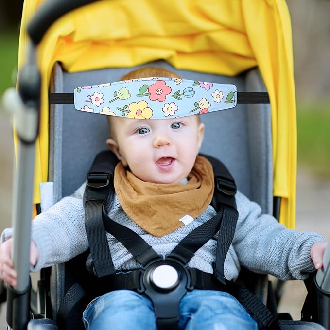 Hestya 2 Pieces Baby Car Seat Head Straps, Carseat Head Support for Toddler Holder Band Headrest, Stroller Sleeping Headrest Neck Relief for Kids Children Toddler Infant(Classic Flower)