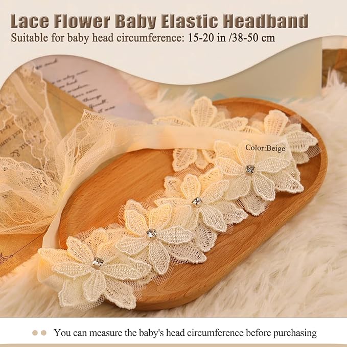 Bethynas Baby Girls Cute Bow-knot Headband Soft Lace Floral Hairbands Newborn Infant Toddlers Kids Hair Accessories (Style 1)