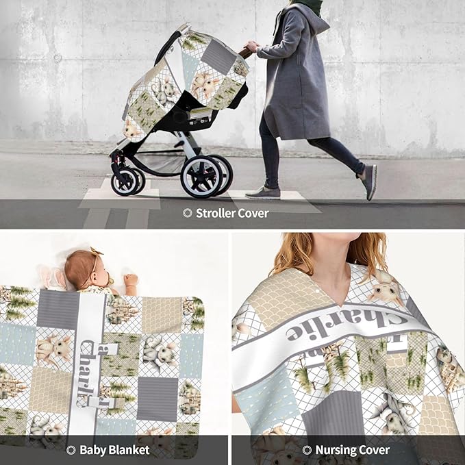 Personalized Baby Car Seat Canopy for Babies with Name, Custom Car Seat Covers for Boys Girls, Dragon Nursing Breastfeeding Stroller Cover Infant Carseat Canopies for Newborn