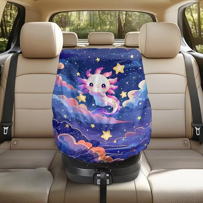 XYZCANDO Axolotl Print Baby Car Seat Cover Cartoon Summer Carseat Cover Protect from Sun/Hot Days UV Rays Protective Baby Car Seating Sun Shade Cover for Travel Car Accessories 2025