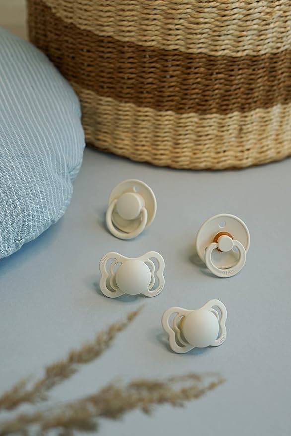 BIBS Pacifiers 0-6 Months | 3-Pack Soothers | BPA-Free Round, Anatomical & Symmetrical Nipple | Made in Denmark | Ivory Try-It Collection (Sage)
