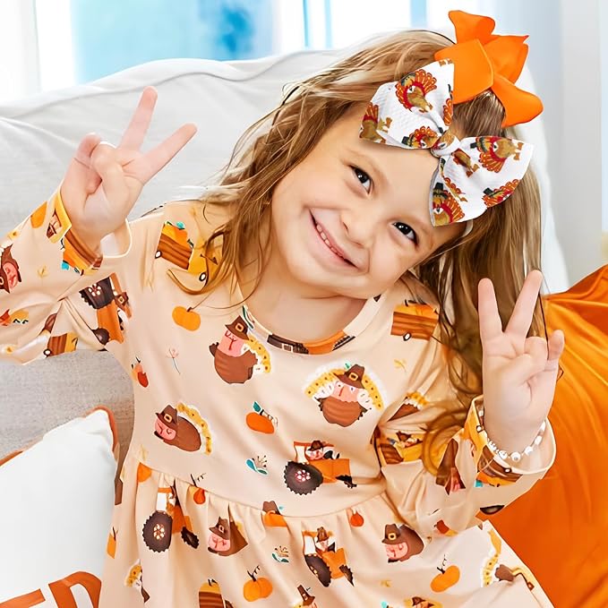 Thanksgiving Turkey Bows for Baby Girls Newborn Baby Bows Thanksgiving Headband Soft Hair Accessories Gift for Newborns Infants Toddlers Kids