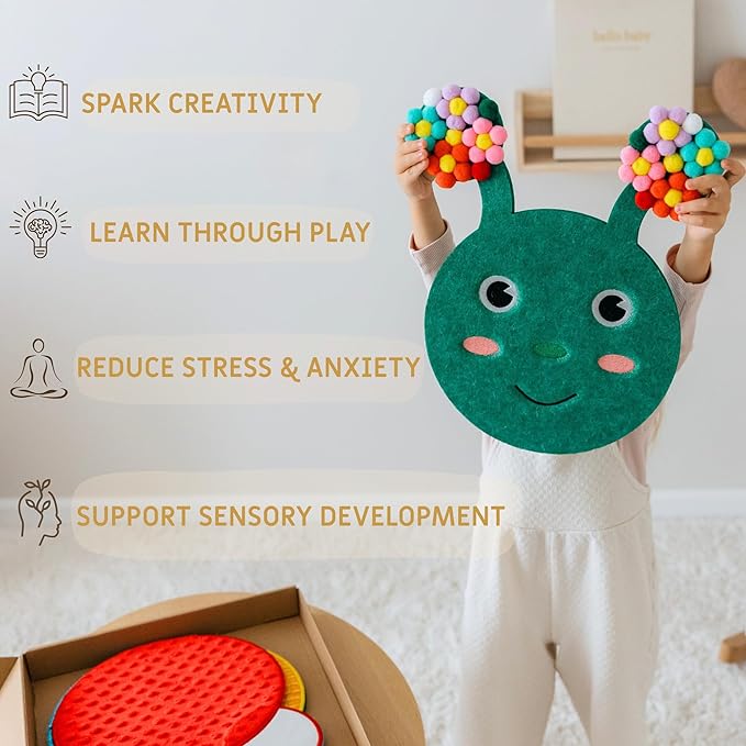 Sensory Wall Panel for Kids Ages 3+ - Caterpillar Tactile Texture Board for Fine Motor Skills & Calm Down Corners - Screen-Free Sensory Wall Toy for Home, Classroom & Autism Support