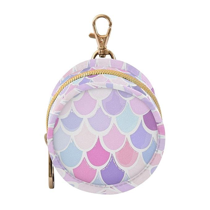 Rainbow Scales Mermaid Print Pacifier Holder Case for Diaper Bag Portable Travel Pacifier Storage Case with Clip Newborn Baby Pouch for Baby Boys Girls Purse Outdoor
