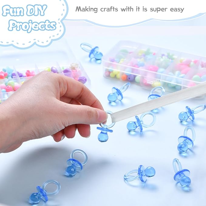 50 Pcs Mini Pacifiers Baby Shower Games Boy, 1.25 Inch Cute Baby Shower Pacifiers, Bulk Acrylic Pacifier for Party Table Scatter, Pacifier Hunt Game, Gender Reveal Decoration Party Favors(Blue)