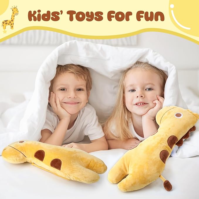Lenwen 2 Pcs Seat Belt Pillow for Kids Cover for Boys Girls Seatbelt Cushion Pillow for Toddler Car Strap Covers for Travel Sleep Neck Head Support Pad (Yellow,Giraffe)