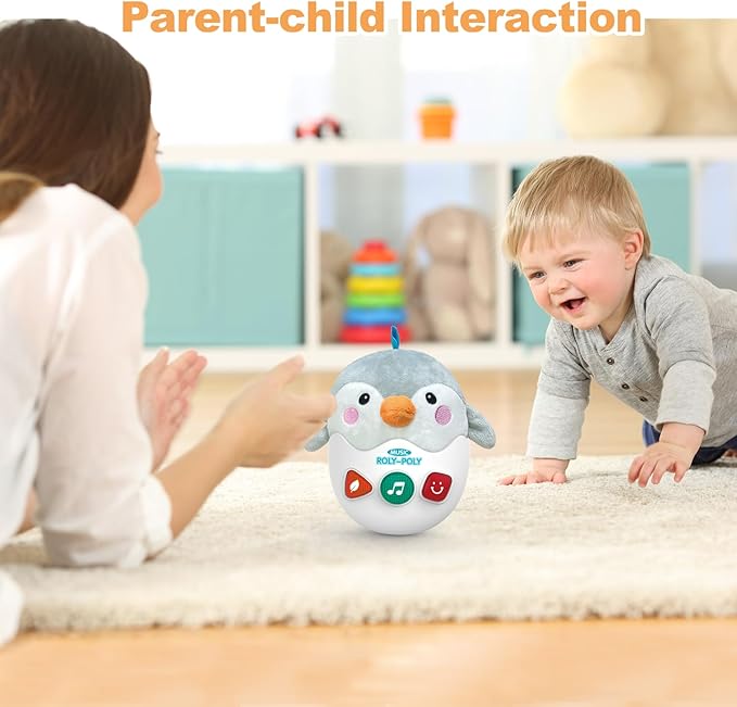 Baby Toys 0-6-12 Months, Plush Musical Toys, Cute Stuffed Animal Infant Toys with Light & Sounds, Roly-Poly Sensory Toy Birthday Gift for Newborn Boys & Girls