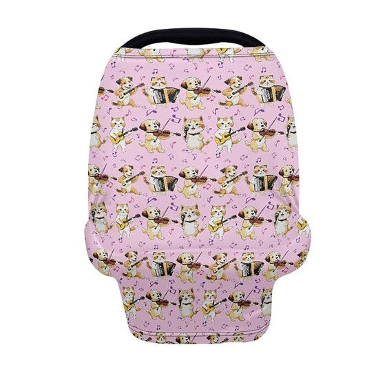 AFPANQZ Cartoon Dogs Cats Stretchy Baby Car Seat Nursing Breastfeeding Cover Super Breathable Multiuse Infant Carseat Canopy Stroller Cover Scarf All Seasons Girl Baby