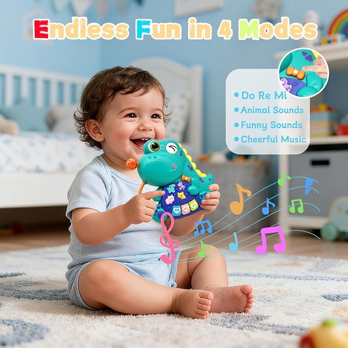 Baby Musical Toys for 1 Year Old Boys and Girls, Piano Keyboard Light Up Musical Toys for Toddlers 1-3 , Early Learning Educational Infant Toys Gifts for 12-18 Months (Dinosaur)