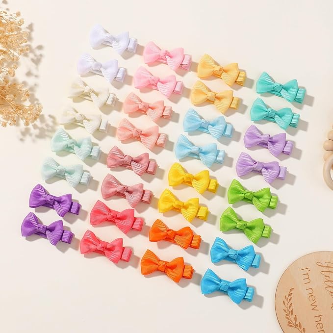 YHXX YLEN 60 PCS Hair Accessories - 2 Inch Fully Lined Non-Slip Bows for Babies, Toddlers and Newborns (30 Color Pairs)