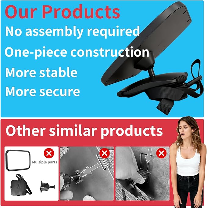 Funbliss Baby Car Mirror Safely Monitor,Car Mirror Baby Rear Facing Seat，No Assembly Required, Safer，Best Newborn, Shatterproof