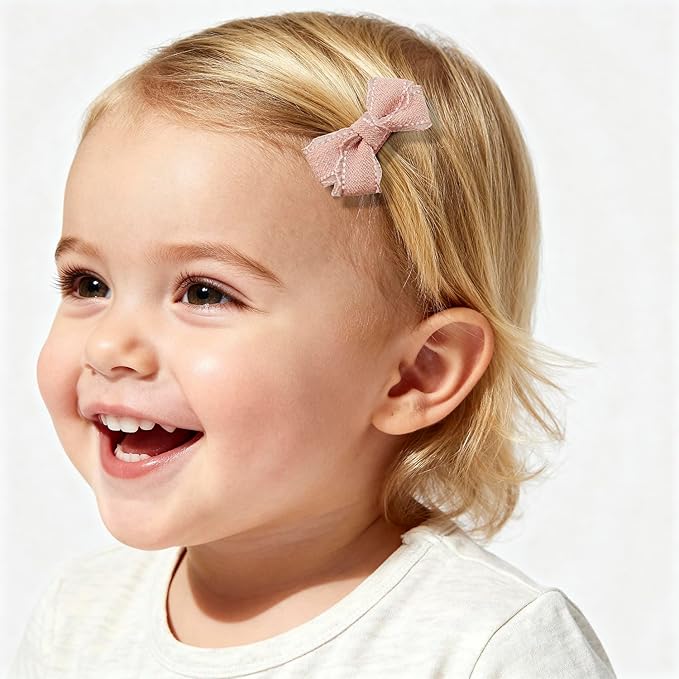 Baby Hair Clips Set – Pink Bow & Floral Print Duckbill Toddler Hair Clips, Fully Wrapped No-Slip Hair Accessories for Girls（5 Pack）