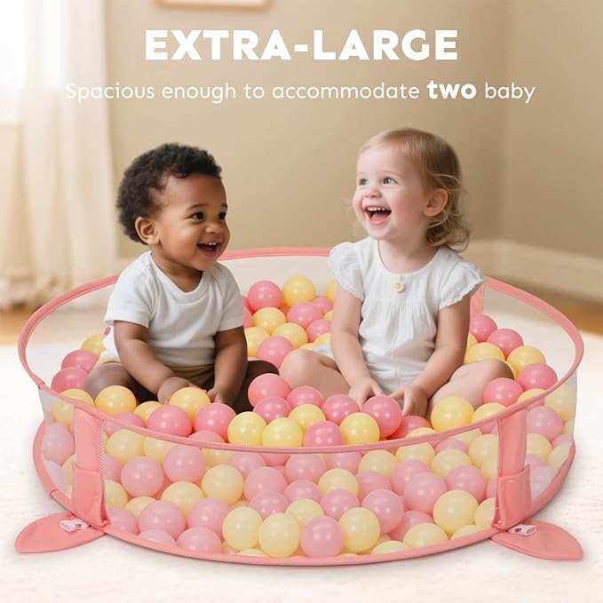 7-in-1 XL Large Baby Play Gym Mat, Tummy Time Mat, Baby Gym & Ball Pit, Baby Activity Mat with Milestone Cards & 6 Detachable Toys for Sensory Motor Skill, Lion