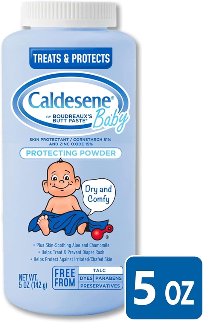 Caldesene Baby Cornstarch Powder with Zinc Oxide, 5 oz, 5-Pack
