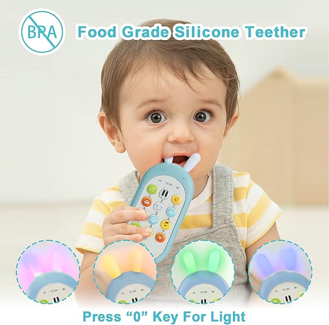 Richgv Baby Cell Phone Toy - Sensory Learning Toys with 12 Functions, Light & Multi Sound Effects, Teething Toys for Babies & Infant 6 to 12 Months Boy Xmas Gifts Stocking Stuffers