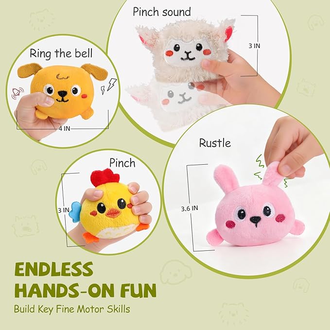 Baby Toys 6-12 Months, Musical Toys for 1 Year Old, Stuffed Farm Animals for Baby, 6 7 8 9 10 12 Month Old Baby Boy Girl Gifts, Sensory Montessori Toys for 1 Year Old
