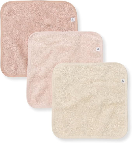 Burt's Bees Baby Infant Washcloths, 100% Organic Cotton, Soft and Super Absorbent Knit Terry & Woven Terry Wash Cloth - 3 Pack Set