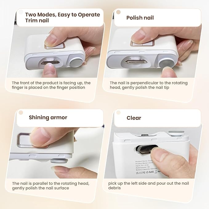 Electric Nail Clipper,Automatic Nail Clipper,Rechargeable 2 Speed Nail Clippers Set,45DB Nail Kit,LED Light Electric Nail Clippers for Kids,Adults,Seniors,2 in 1Design Manicure Set Portable White