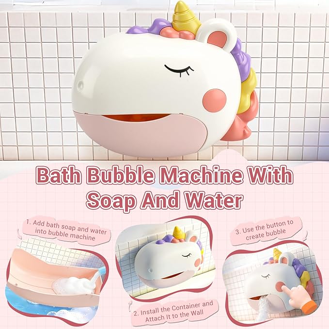 Baby Bath Toys Bubble Machine for Toddlers 1-3 Toddler Fountain Bathtub Pool Water Table Toys Shark Bath Toy 6-12-18 Months Baby Bath Toy for Girls