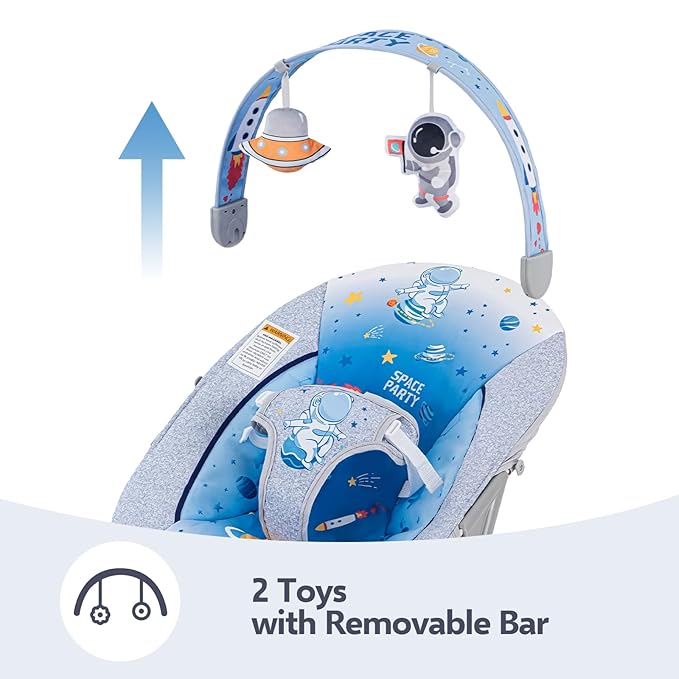 Baby Bouncer Soothing Infant Seat, Portable Baby Bouncer with Music Foldable Indoor & Outdoor Use for Baby 0-6 Months 6-20 lbs,Blue