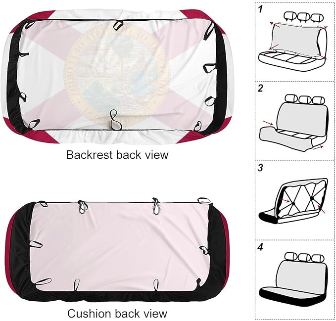 Calculay Florida Flag Car Seat Cover-Car Back Row Seat Protective Cover, Car Seat Dust Cover, Car Cushion, Suitable for All Vehicle(Pack of 2) 120x59x76cm