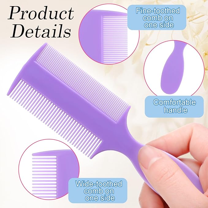 6 Pcs Baby Double Sided Fine Teeth Comb Dandruff and Lice Pet Flea Comb for Newborn Babies Adults Pets Baby Shower Gifts