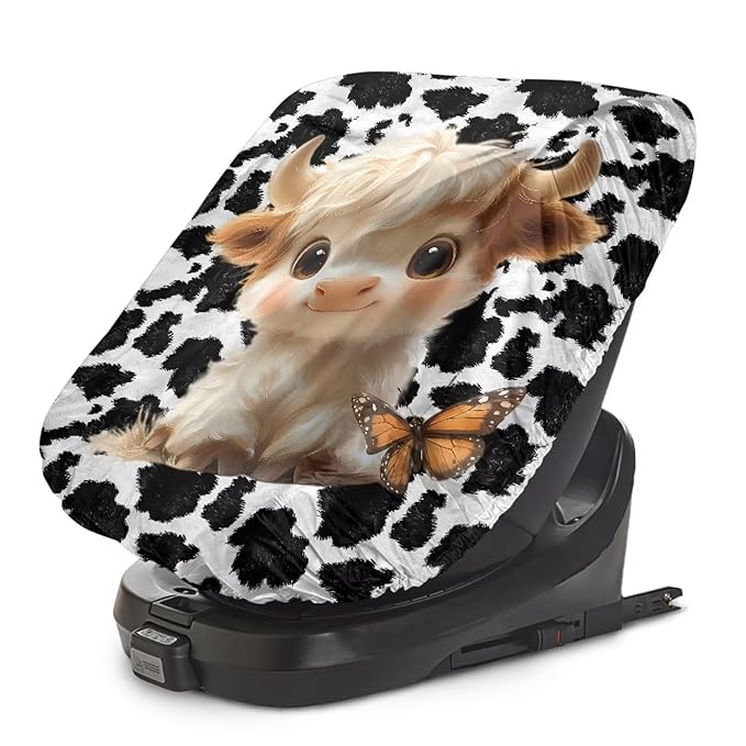 Car Seat Sun Shade Cover, Baby Car Seat Cover, Kawaii Highland Cow Car Seat Cooler, Keeps Your Toddler Baby Seat at a Cool Temperature, Baby Travel Accessories