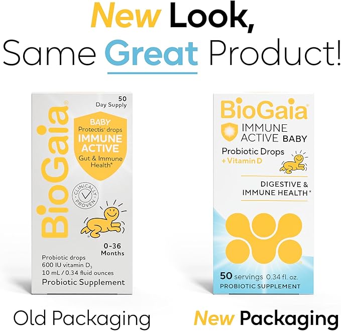 BioGaia Immune Active Baby Probiotic Drops + Vitamin D | for Babies & Toddlers 0-36 Months | Supports Digestive & Immune Health | Allergen, Dairy, Soy & Gluten Free | 50 Day Supply