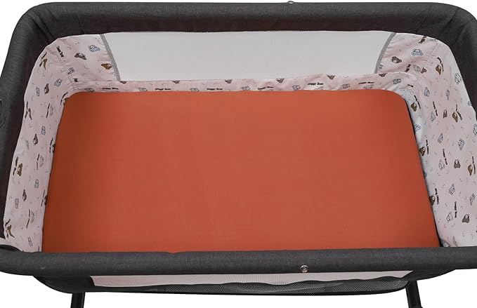Pack n Play Sheet Stretchy Fitted Portable Mini Crib Sheets Set 2 Pack,Playard Sheets Convertible Playard Mattress Cover,Ultra Soft Jersey Material, Orange & Floral