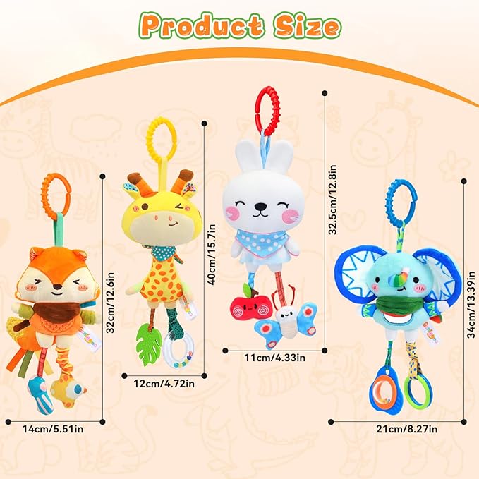 Baby Toys for 0 3 6 9 12 Months, Baby Hanging Toys, Car Seat Stroller Crib Gym Baby Rattle Toys with Teether for Newborn Infants Toddlers Baby Boys Girls Gifts
