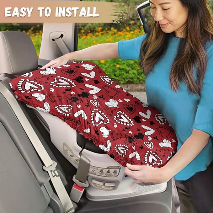 Valentines Day Car Decor Car Seat Sun Shade Cover with Heart Print Carseat Protector Car Seat Cover Baby, Tear-Resistant Sun Protection