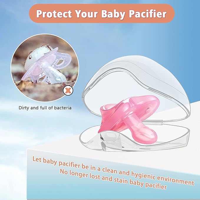 Smlpuame Pacifier Case,3 Pack BPA Free Pacifier Holder Case,Transparent Container Box for Baby Binky（Not Included),Essential Pacifier Accessories,Alway Keep Paci Clean,Easy to Clean(Transparent)
