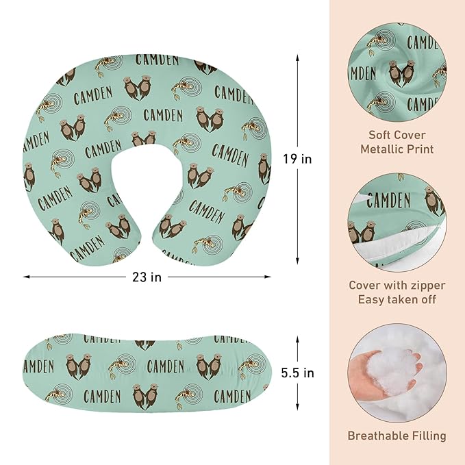 Personalised Infant Car Seat for New Parents - Baby Carseat Cover, Breast Feeding Cover, Green Otter Print Multi-Function pad for Boys Girls Toddlers - Christmas Gifts for Parent Babies(27"x29")