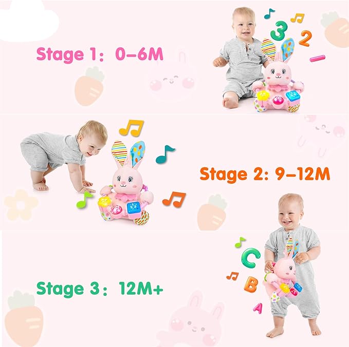 Toddler Toys for 1-2 Year Old Girl ,Montessori Bilingual Musical Busy Car Board,Baby Stuffed Animals Toys for Toddlers 1-3,Motor Skills Learning Toy 12-18 Month,Birthday Gift for 1+ Year Old Boy Girl