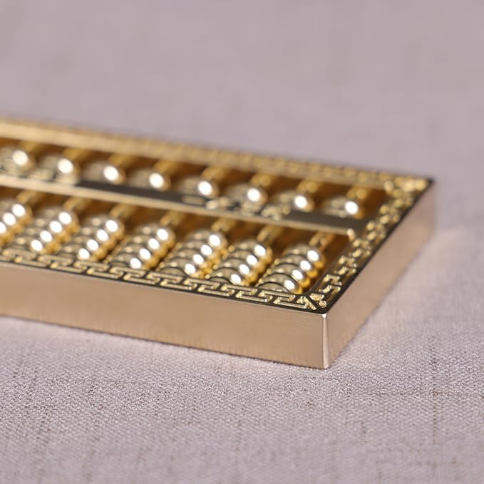 Brass Mini Abacus, Copper Decoration, Chinese Calculator Math Tool for Kids Adults, Gold (09-1)