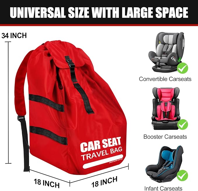 Car Seat Travel Bag for Airplane, Large Car Seat Bags for Air Travel with Comfort Padded Straps, Carseat Storage Bag / Backpack for Carseat Airport, Carseat Cover Travel - Baby Travel Essential