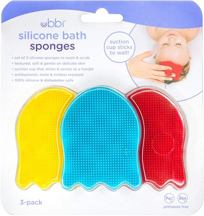 Ubbi Baby Cradle Cap Brush Silicone Brush Set, 3 Pack Soft Newborn & Infant Scalp Brushes for Gentle Bath Cleaning, BPA Free, Exfoliating Baby Bath Accessories