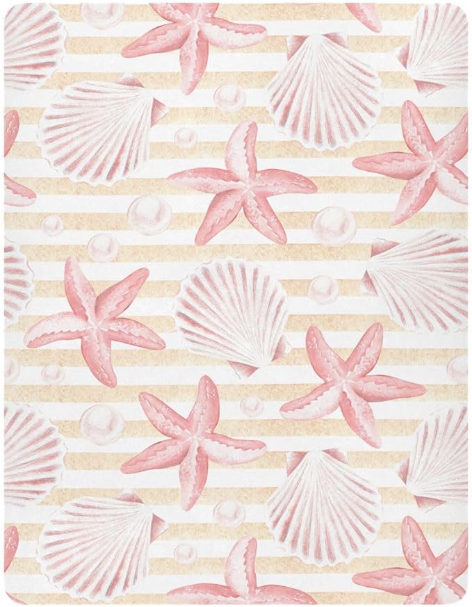 Fitted Crib Sheets Vintage Seashells and Starfish Stretchy Portable Playard Sheets for Baby Toddler, Breathable Soft Mini Crib Mattress 52 x 28 in for Boys and Girls